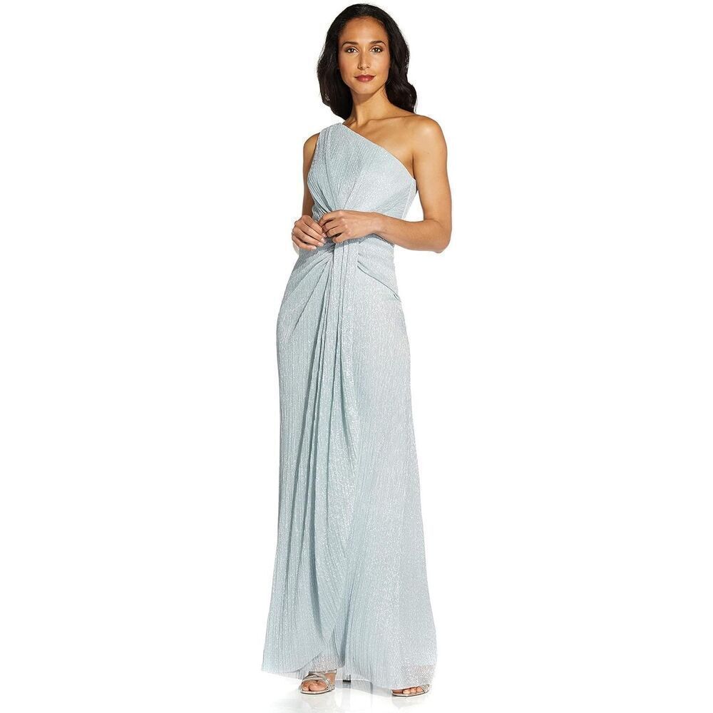 Adrianna Papell Women's Stardust Pleated Draped Gown Size 6 - Picture 2 of 9